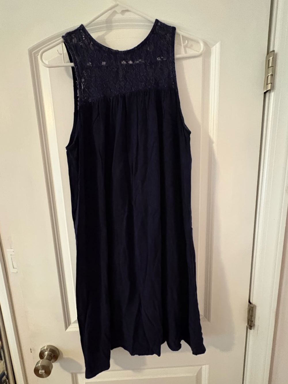 Francesca's Collections Blue Pair Navy Lace Yoke Midi Dress